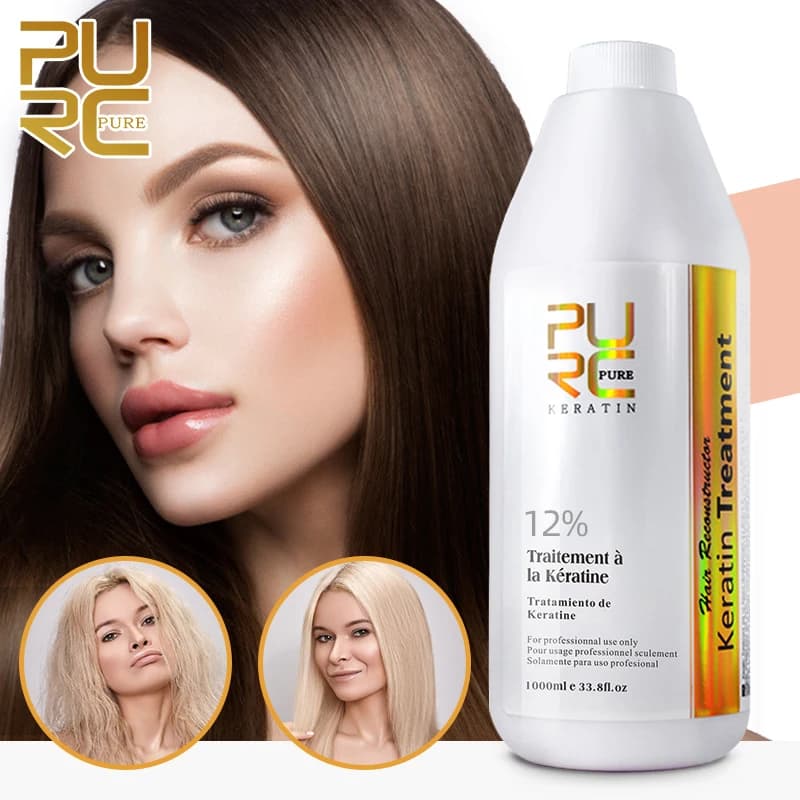 PURC-tratamiento de queratina brasileña para el cabello, alisado y alisado para el tratamiento de cabello rizado profundo, productos profesionales