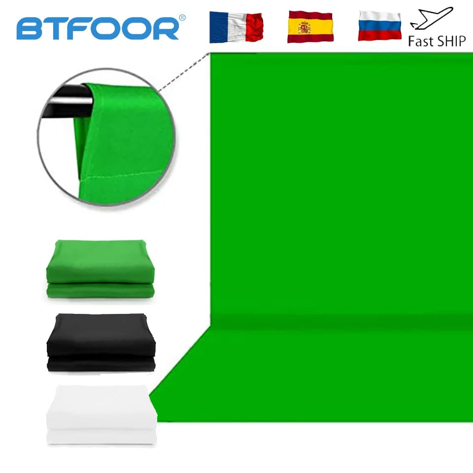Fondo de fotografía telón de fondo de algodón suave pantalla verde Chromakey Cromakey telón de fondo de tela para sesión de fotos en estudio y