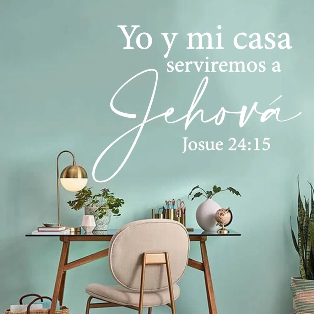 Calcomanía de pared del señor del versículo de la Biblia española, decoración de pared con cita inspiradora cristiana de Josue 24:15 para sala de