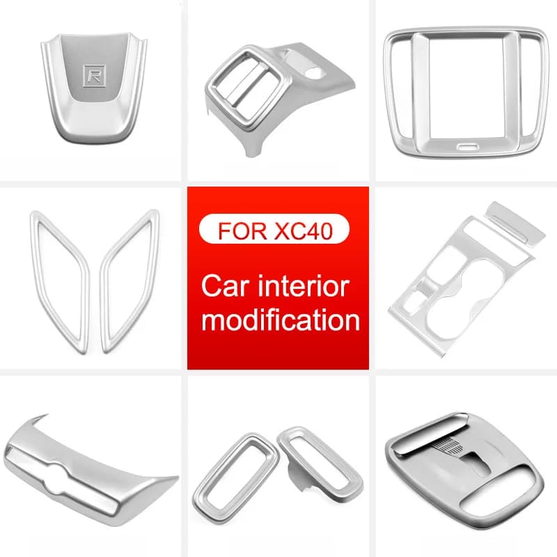 Para volvo XC40 C40 EX40 2019-2025, accesorios interiores de estilo de coche, decoración de consola Central, cubierta de marco, pegatina plateada