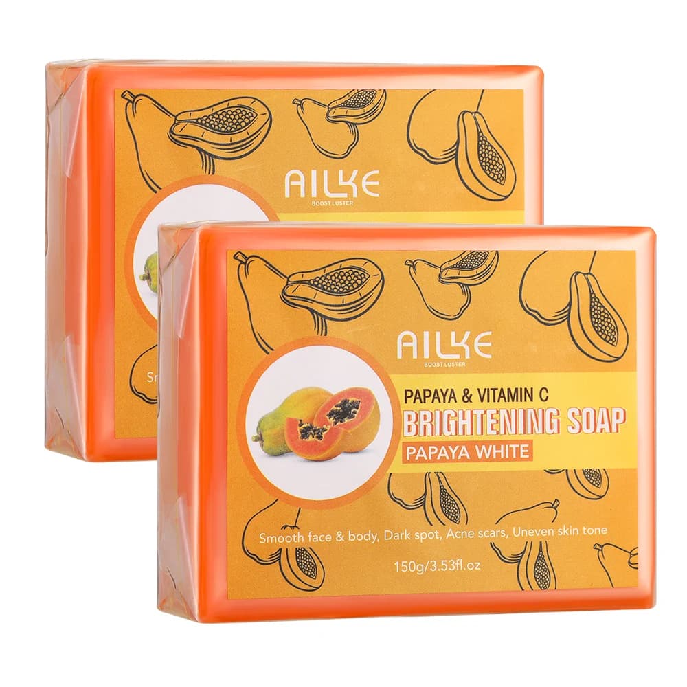 AILKE Jabón hecho a mano para blanquear la piel: jabón de papaya orgánico para manchas negras, manchas limpias, mejora la piel opaca, rostro,