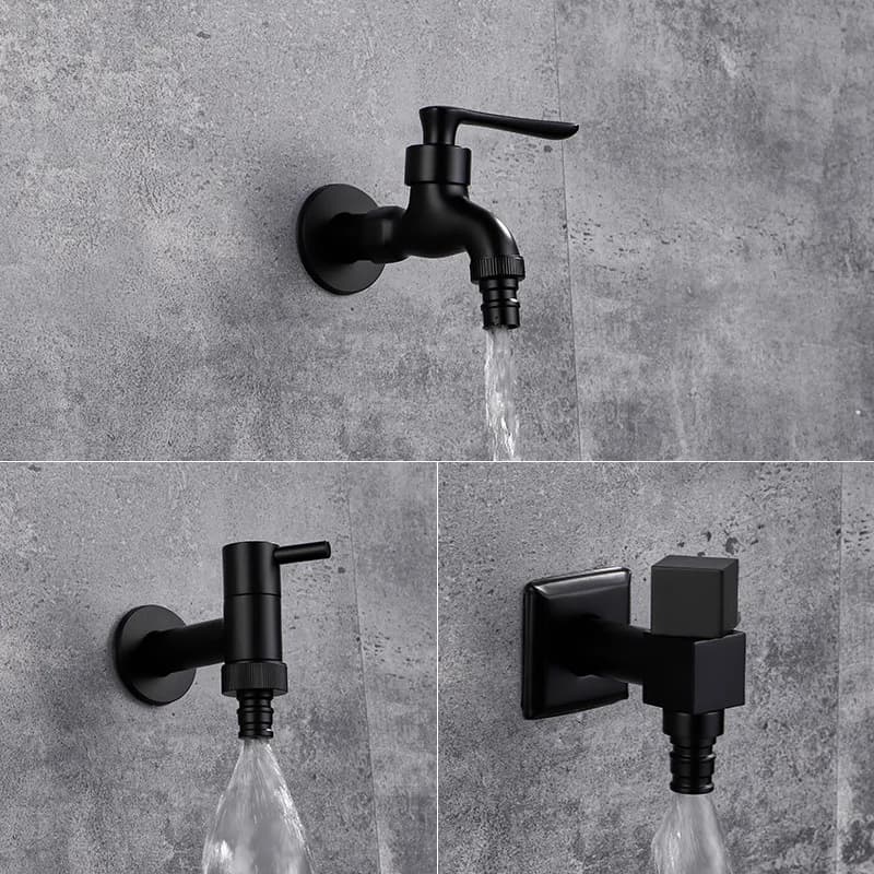 Grifos LIUYUE de Latón Negro, Montados en la Pared, para Baño, Esquina, Lavadora, Grifo de Jardín Exterior, Baño, Inodoro, Mopa, Grifos para