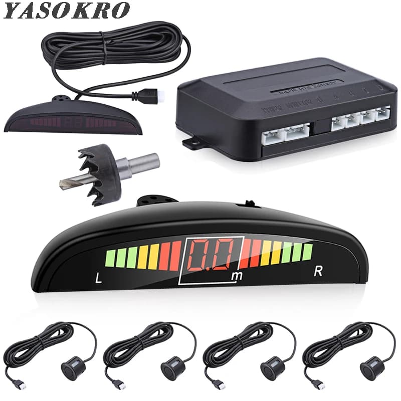 Kit de sensores de estacionamiento LED Parktronic para coche, pantalla de retroiluminación con interruptor, sistema de detección de Monitor de