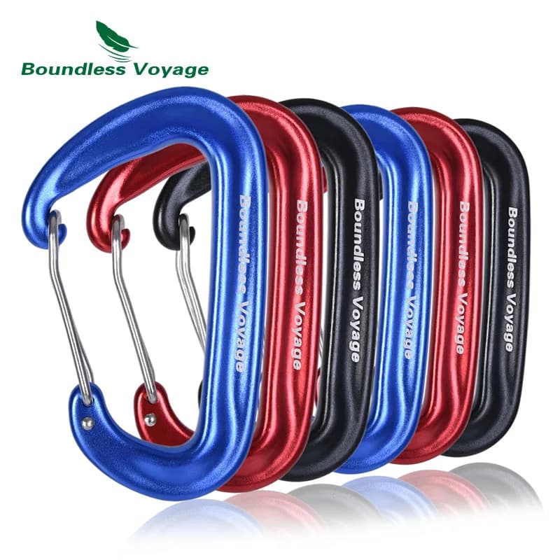 Mosquetones de escalada Boundless Voyage 12KN, Clips resistentes tipo D, gancho de aleación de aluminio para hamacas, Camping BVC02