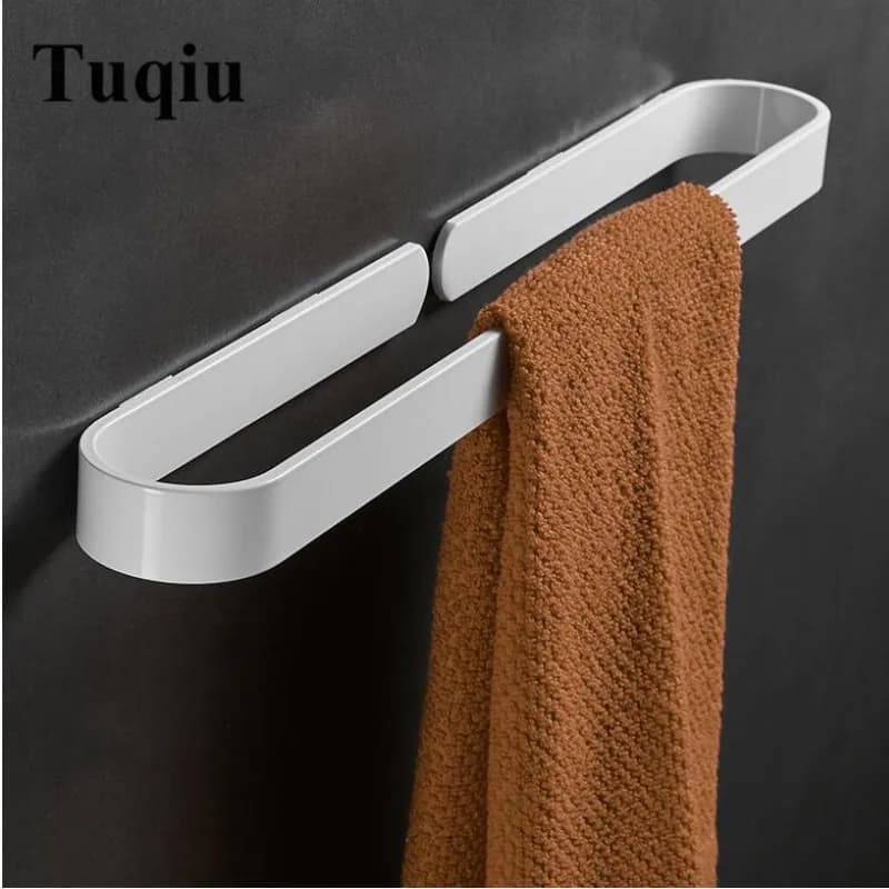 Toallero de aluminio sólido sin clavos, soporte de toalla blanco mate para baño, individual, 30/40/50/60 cm