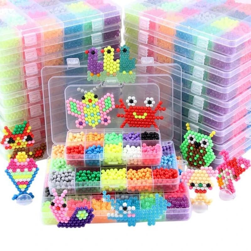 Nuevas cuentas de pulverización de agua DIY, rompecabezas de cuentas de repuesto de 24 colores, juego de bolas de cristal, juguetes mágicos 3D