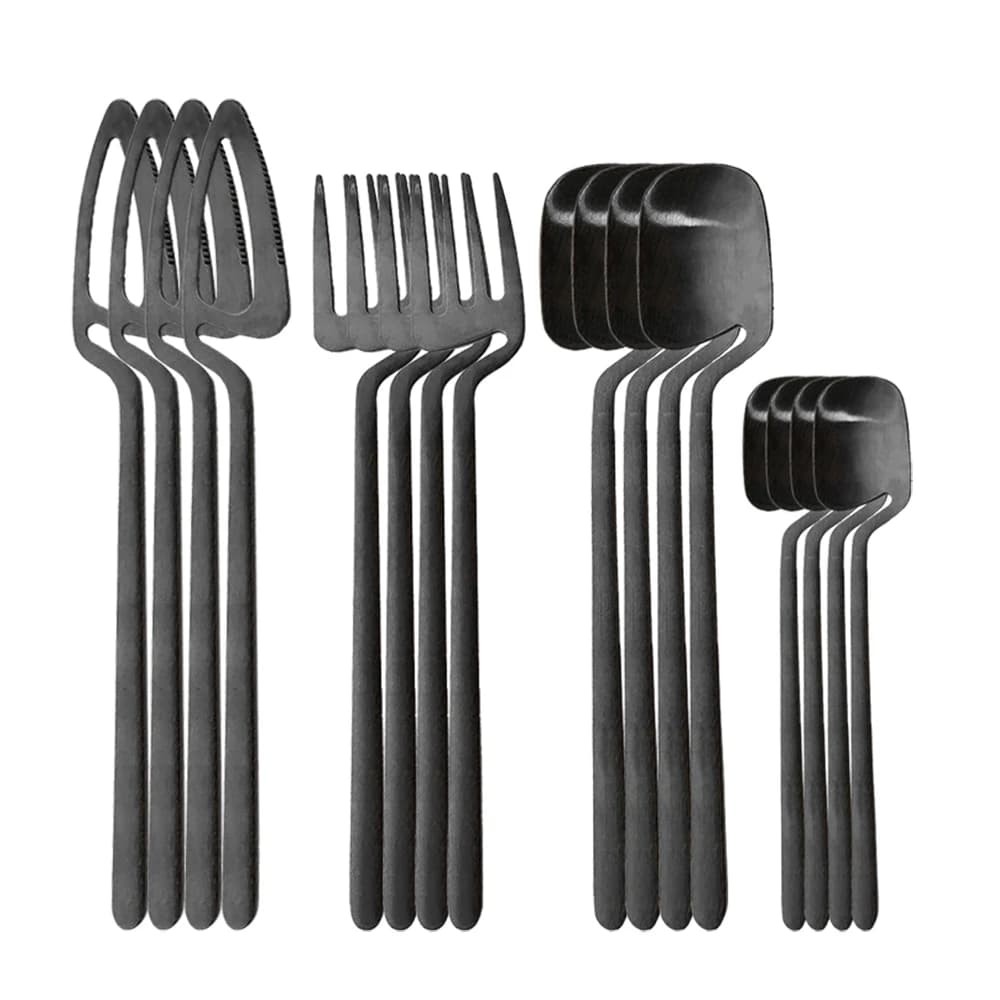 16 unids/set juego de cubiertos negro mate vajilla de acero inoxidable 304 cuchillo tenedor cuchara juego de cena cubiertos de cocina juego de vajilla