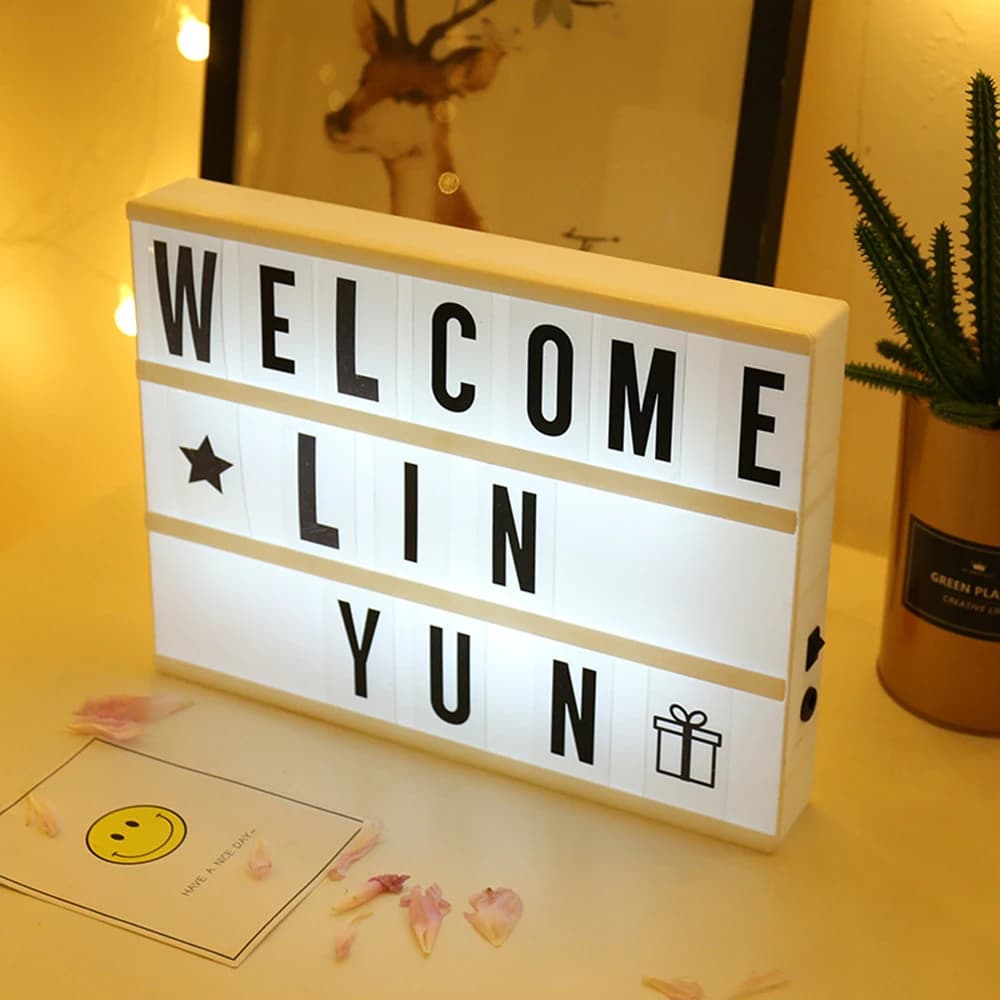 Caja de luz LED combinada con letras A4, A5, A6, luz nocturna, tarjetas de símbolo alimentadas por batería USB/AA, lámpara de mesa, tablero de
