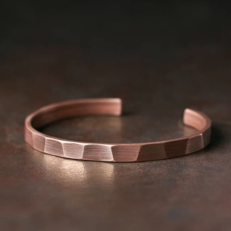 Brazalete de Cobre Puro Hecho a Mano para Hombre y Mujer, Brazalete Rústico Oxidado, Estilo Punk, Joyería de Metal Tallada, Regalo para Él y Ella