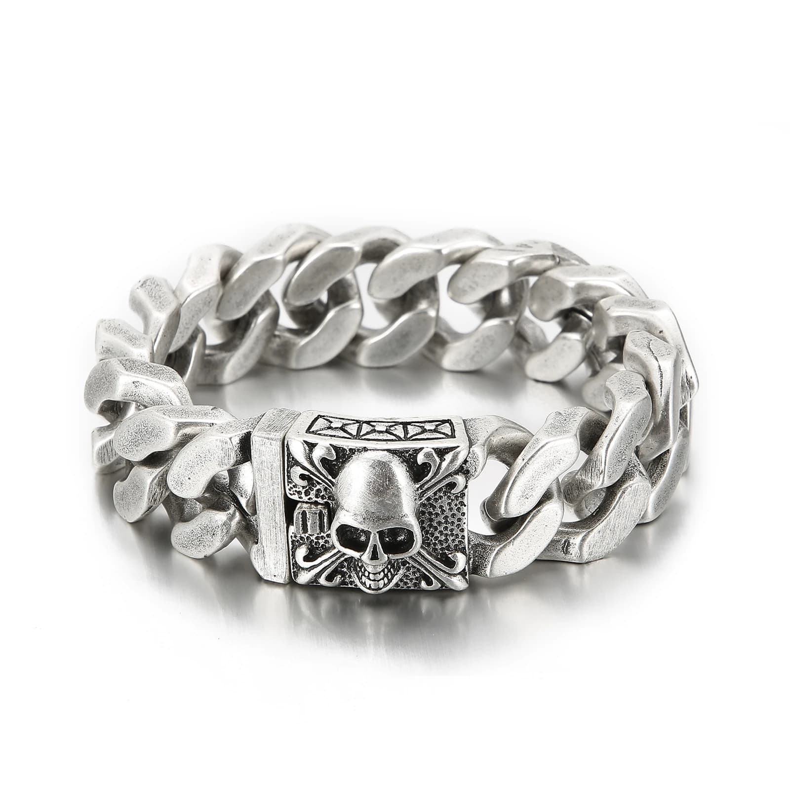 Pulsera de cadena cubana gruesa grande y pesada de 20mm para hombre con dije de calavera fantasma diablo joyería mágica Vintage el mejor regalo para