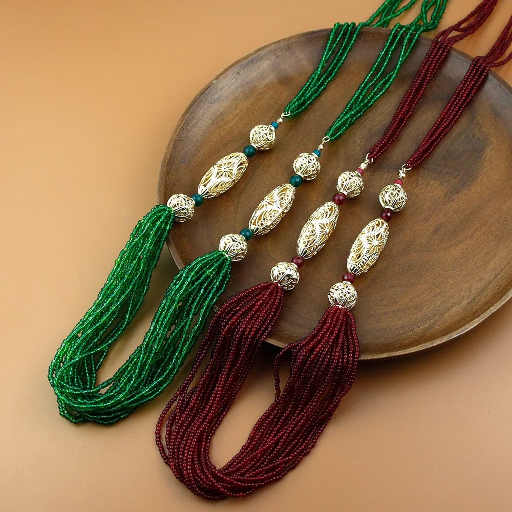 Sunspicems, joyería de boda marroquí de moda para mujer, collar de cuentas largas, cadena de suéter, Gargantilla caftán hecha a mano de Argelia,