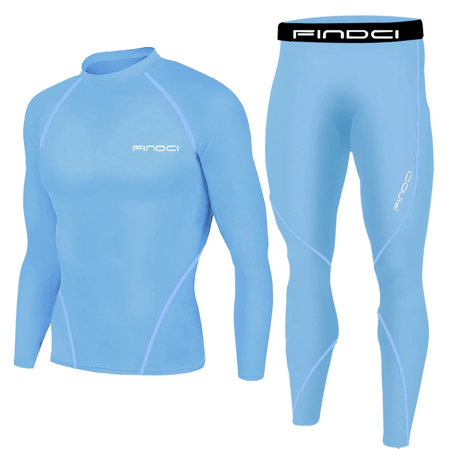 Findci-Conjunto deportivo para correr para hombre, camisa de compresión + Pantalones ajustados de manga larga, chándal deportivo de secado rápido,