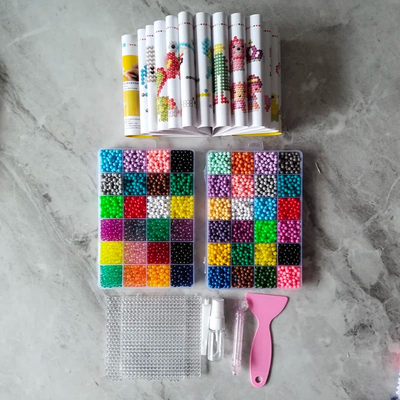Perlen-rompecabezas de cuentas Hama 3D hecho a mano, mágico, 5mm, juego de cuentas de pulverización de agua DIY, juegos de pelota, juguetes para