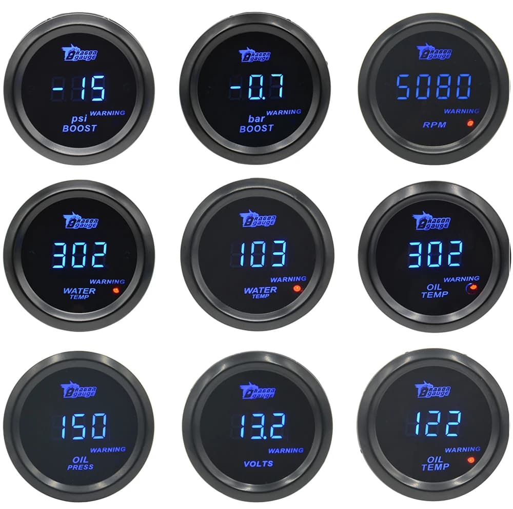 Medidor Digital de 52mm para Modificación de Automóviles, Indicador de Temperatura del Agua, Temperatura del Aceite, Presión de Sobrealimentación,