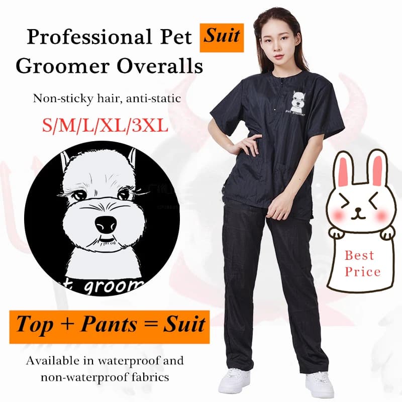 Traje de peluquero para mascotas, uniforme impermeable, corte de pelo para mascotas, transpirable, suave, conjunto de monos de esteticista, bata Pro