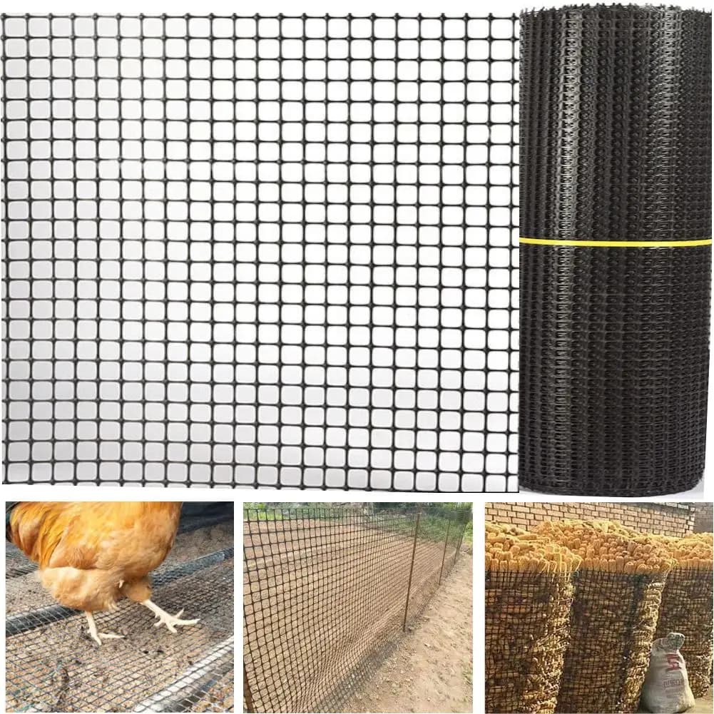 Malla de celosía de jardín, malla de plástico negro a prueba de fugas, red para gatos, mascotas, pollos, patos, valla, balcón, b