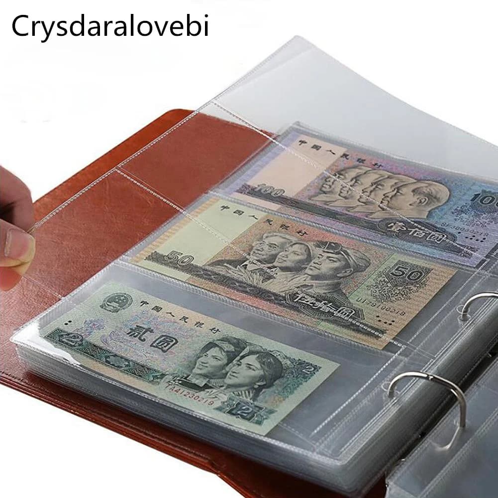 20 piezas 2/3/4/20/30/42 bolsillos PVC dentro de la página de billetes colección de papel dinero moneda álbum interior de hojas sueltas de papel