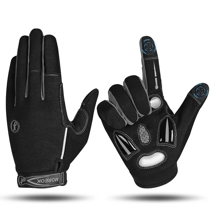 MOREOK-guantes de ciclismo con dedos completos, guantes de invierno para bicicleta, almohadillas de Gel líquido de 5MM, antideslizantes, absorbentes