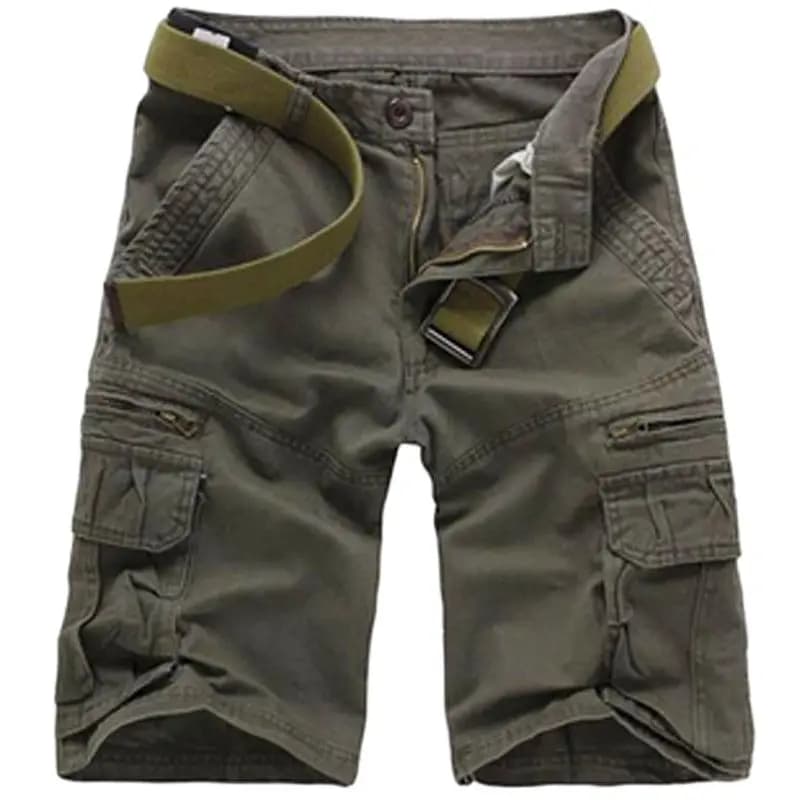 Pantalones cortos informales de verano para hombre, pantalones cortos Cargo de algodón con múltiples bolsillos hasta la rodilla, pantalones cortos