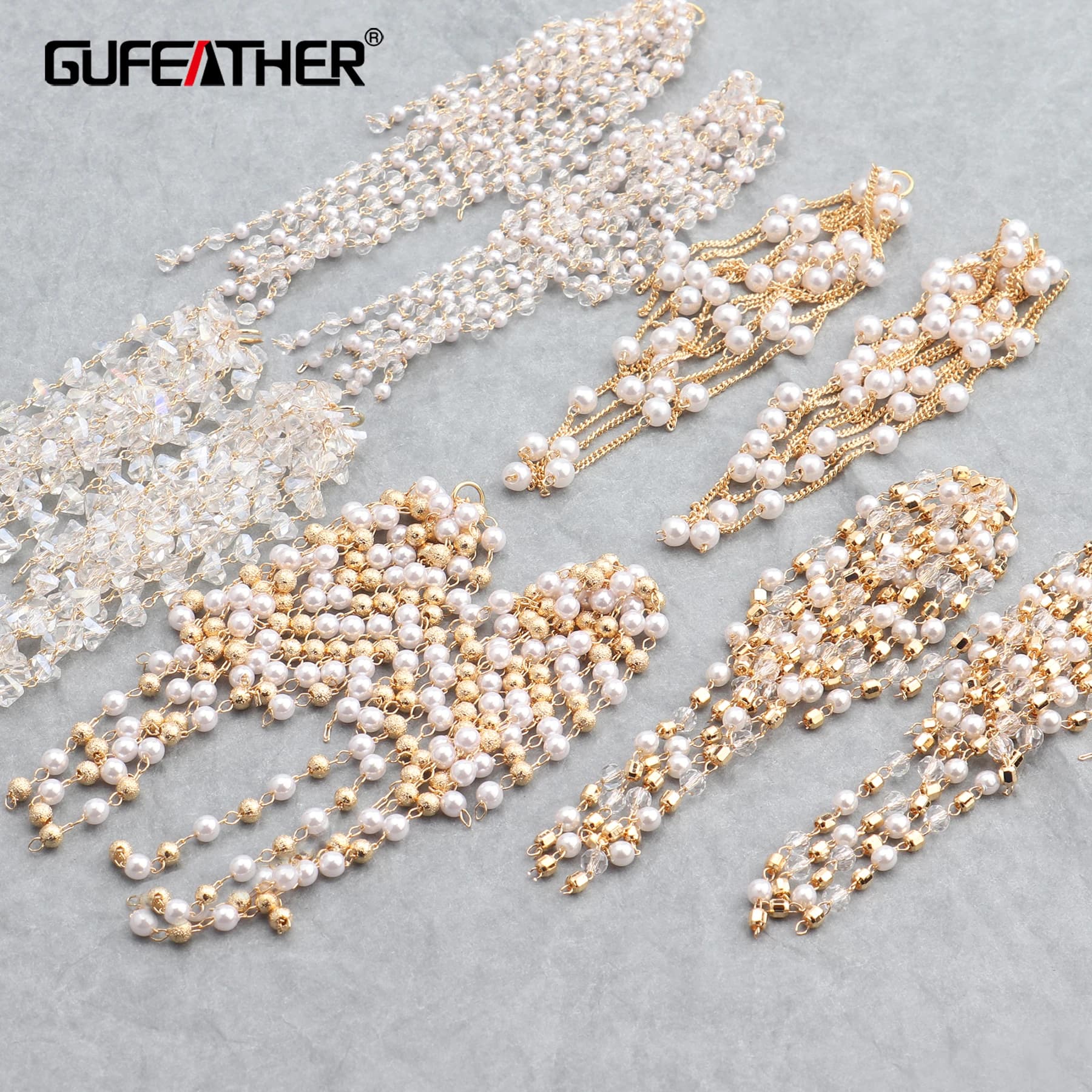 GUFEATHER-Fabricación de joyas M657, sin níquel, chapado en oro de 18k, cadena para la oreja, cuentas de circón, cobre, dijes, pendientes diy, lote