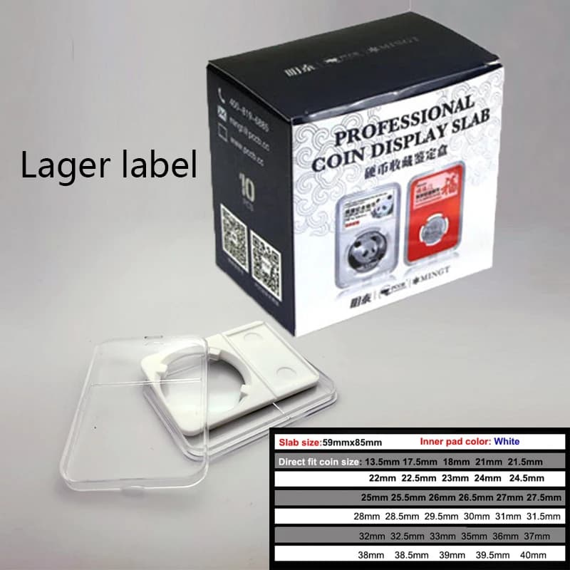 10 piezas 27mm ~ 40mm etiqueta lager material PS PCCB losas de monedas caja de colección sovenir color blanco 44 tamaños diferentes