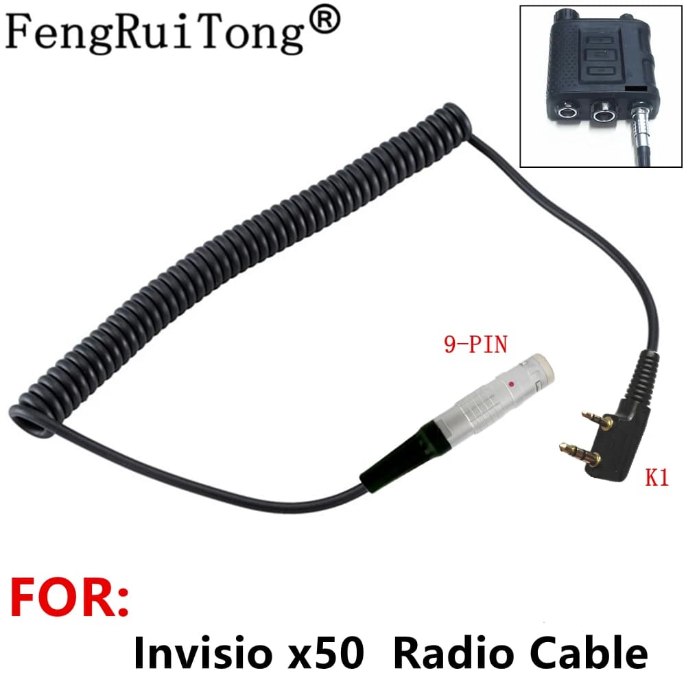 Cable de Radio K1 a lemo 9 pines para Invisio X50 ptt Para Kenwood 2 pines tipo Puxing WOUXUN Baofeng UV5R UV82 Invisio X50