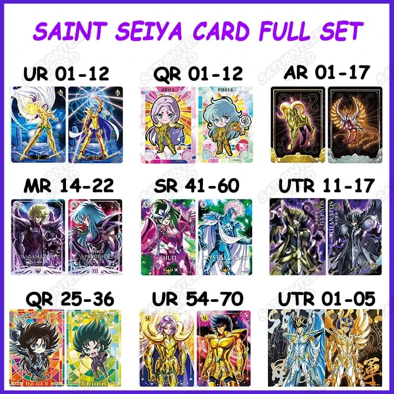 Set de Cartas Coleccionables Originales Kayou Saint Seiya Serie 4 MR UR QR SR AR BSR Athena Hades Poseidon, Cartas de Anime Awakening