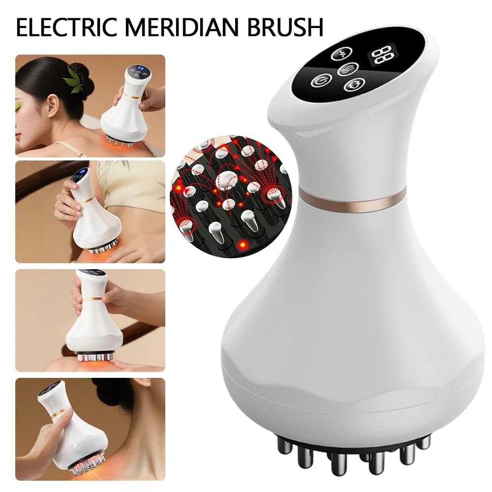 Cepillo Eléctrico Vibratorio para Meridianos, Masajeador Corporal Gua Sha, Peine de Masaje para Raspado Corporal, Masajeador Relajante Muscular,