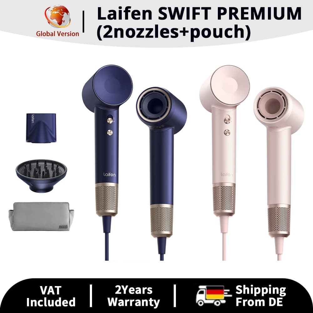 Secador de Pelo Laifen SWIFT PREMIUM, 22 m/s, 110,000 RPM, Motor sin Escobillas, Reducción de Ruido, 3 Veces Más Rápido, Ultrasilencioso