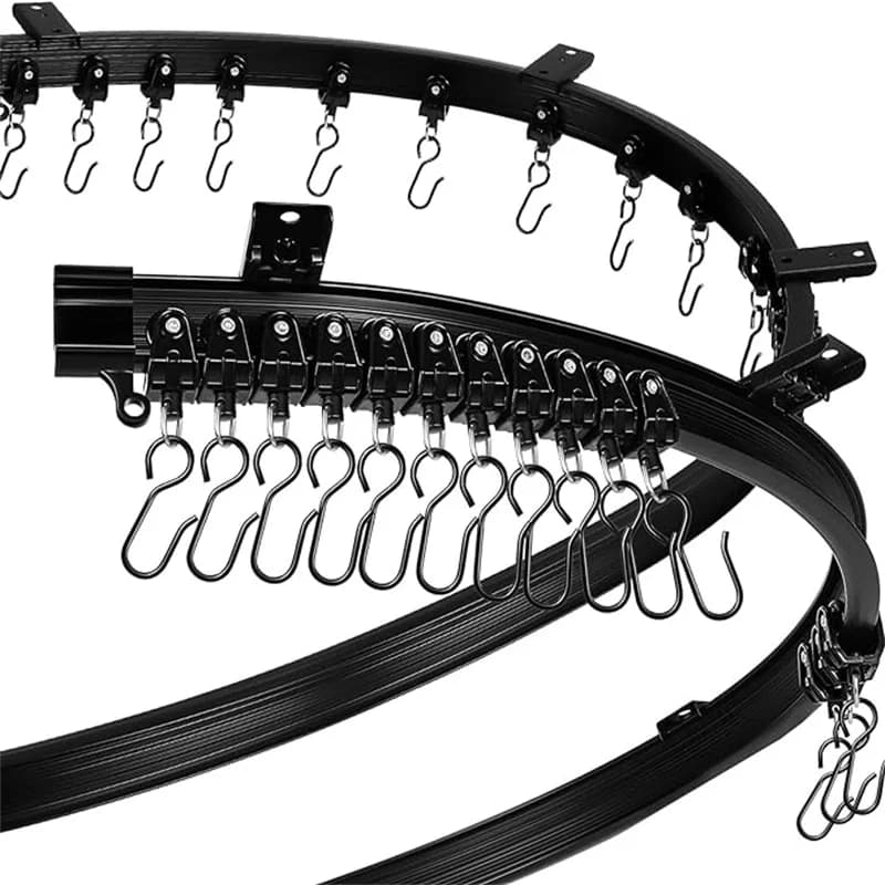 Pista de cortina Flexible para montaje en pared, sistema de riel deslizante, divisor de habitación, color negro, curvado, resistente, RV