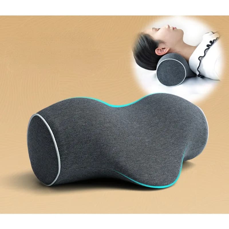 Almohada de columna Cervical, almohada de tracción antiarca, almohada de algodón con memoria de PU, funda de algodón puro, almohada portátil para
