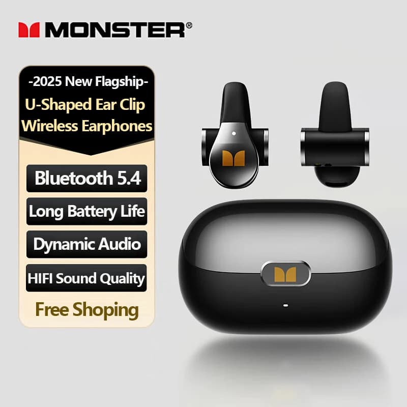 Monster MQT60 auriculares inalámbricos Bluetooth sonido HIFI auriculares de llamada HD Clip de oreja batería de larga duración reducción de ruido