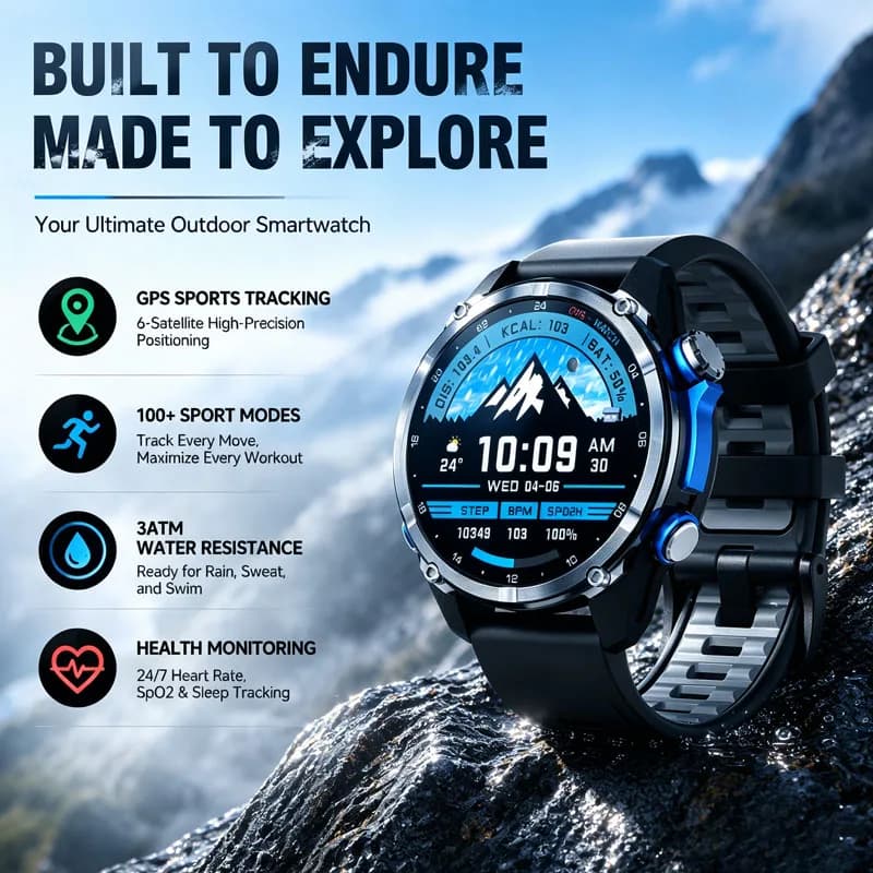 Nuevo Reloj Inteligente HD350 Pro 2026, 3ATM, GPS, Resistente al Agua, Pantalla AMOLED de 1.32 Pulgadas, Modo Deportivo, Brújula, Altímetro,