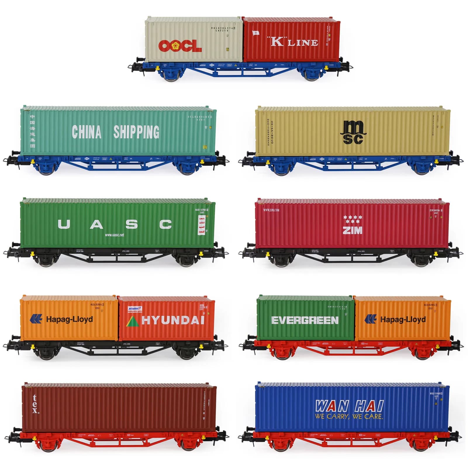 Evemodel modelo ferrocarril HO escala 1:87 coche plano con contenedor 20 pies 40 pies envío caja de carga lote C8761