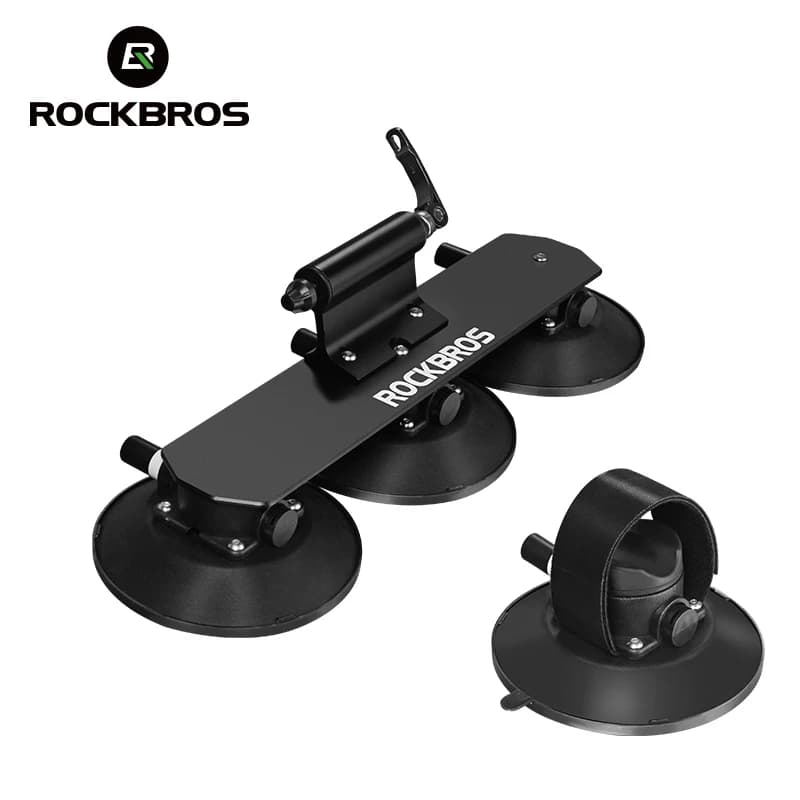 ROCKBROS Portabicicletas para Auto, Portabicicletas de Techo con Ventosas, Portabicicletas de Carretera y MTB, Instalación Rápida, Accesorios para