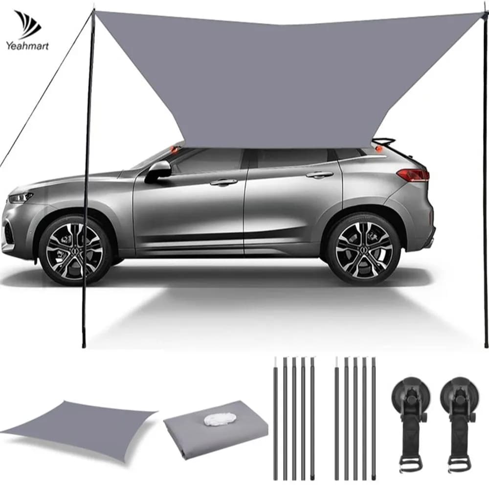 Refugio para coche, sombra para acampar, tienda de campaña lateral para techo de coche, toldo impermeable UV, tienda de campaña portátil, dosel de