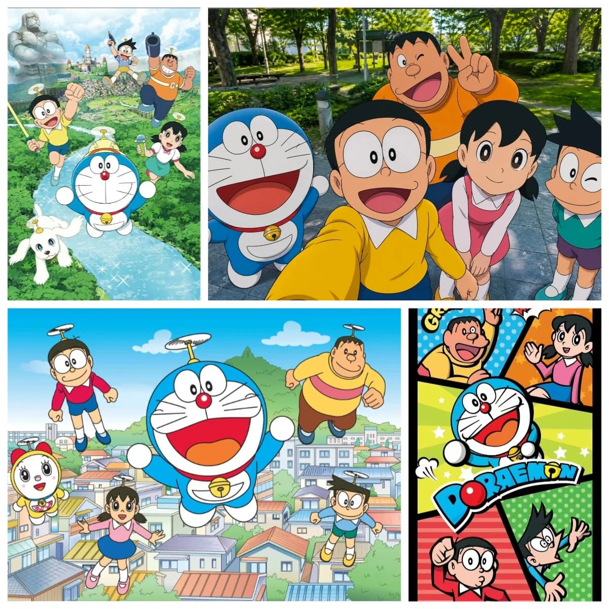 Rompecabezas de 500/1000/1200/2000 Piezas, Dibujos Animados de Doraemon con Amigos, Juegos de Actividades Familiares para Sala de Juegos, Dormitorio,