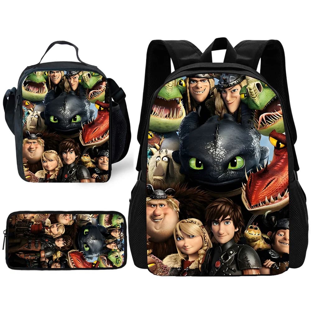 Mochila sin dientes de Anime Popular y genial para la escuela infantil con bolsas para el almuerzo, bolsas para lápices, mochilas escolares para