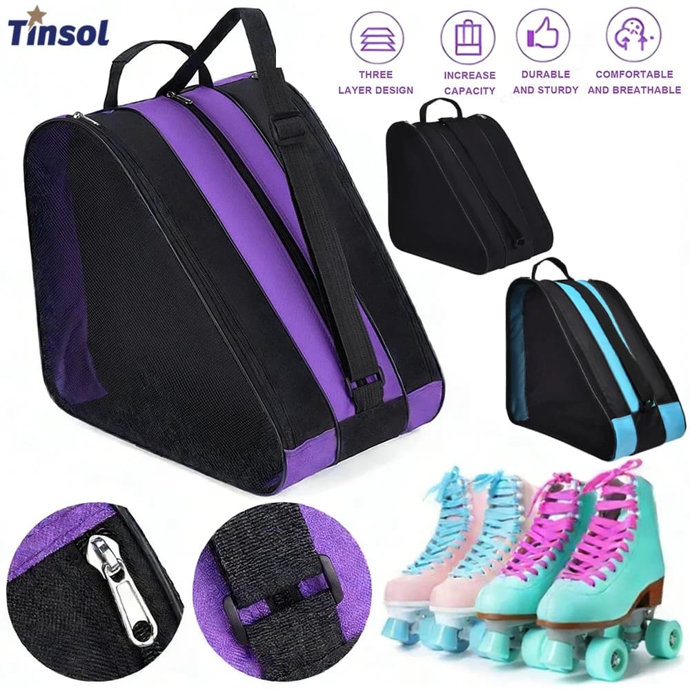 TINSOL Nueva Bolsa de Patines Portátil, Bolsa de Patinaje sobre Hielo de Gran Capacidad, Transpirable, para Niños, Bolsa de Almacenamiento para