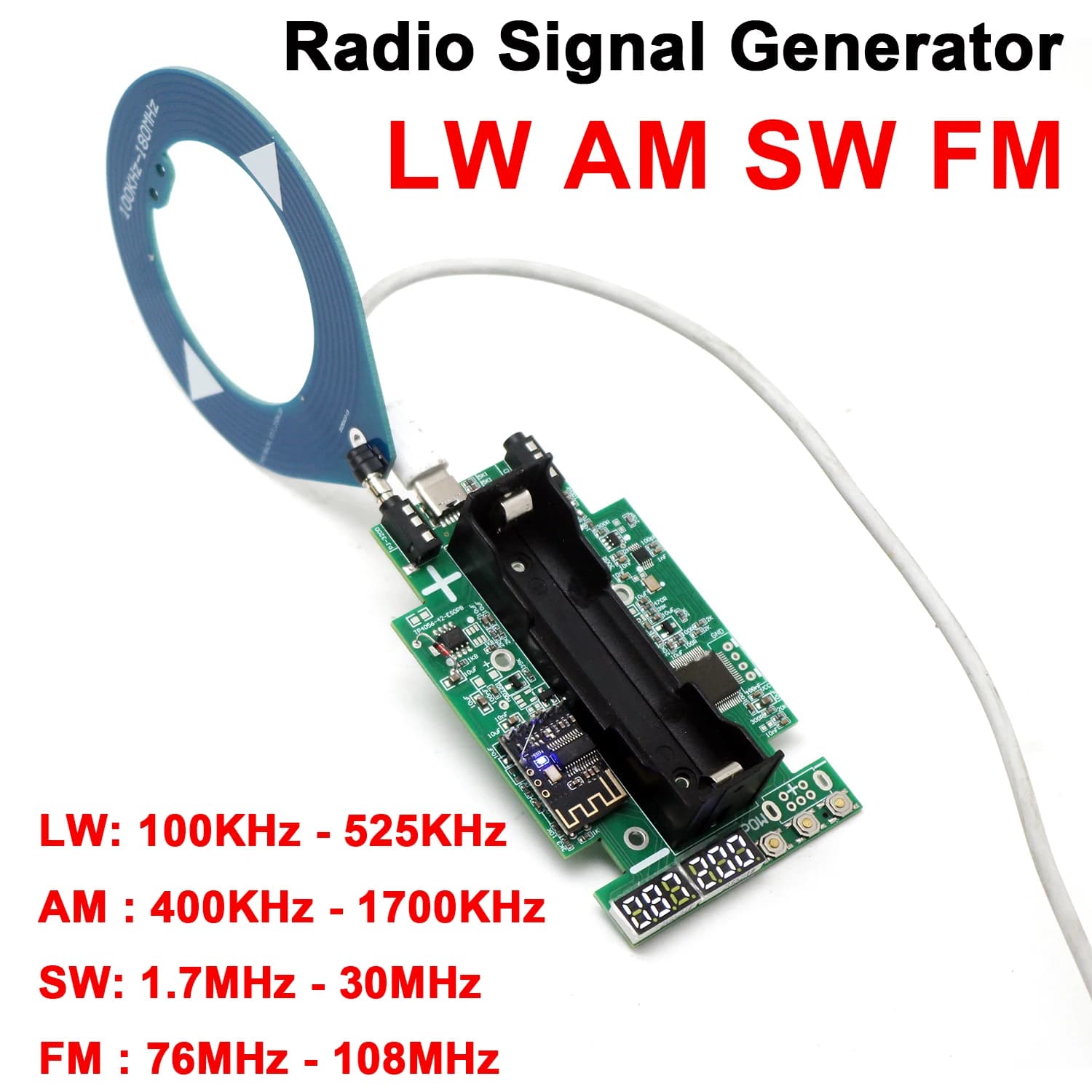 Generador de señal de Radio FM Digital LW AM SW, transmisor FM de onda corta media de 4 bandas, receptor de calibración de reparación de antena