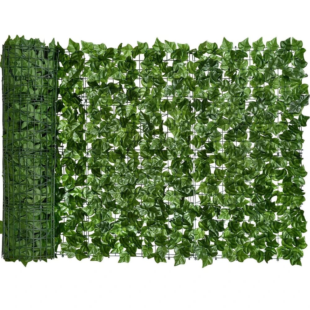 Paneles de valla de seto de hiedra Artificial de 100/300cm, pantalla de valla de privacidad de hoja de hiedra sintética verde para decoración de