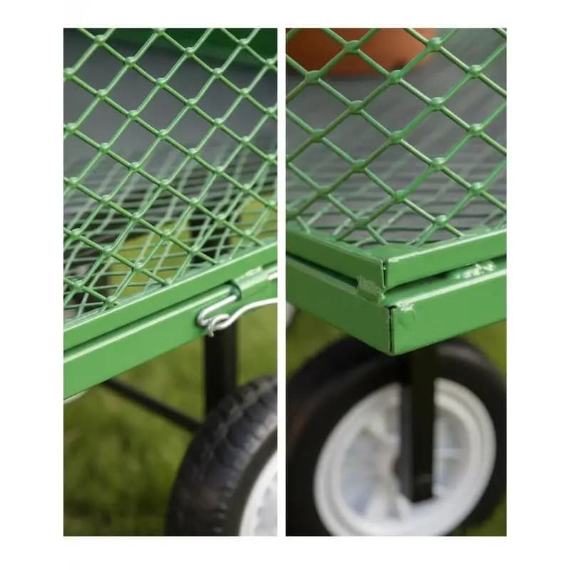 Carrito de Jardín con Asiento, 500 LBS, Asiento de Trabajo de Acero con Ruedas, Taburete de Jardinería Resistente, con Bandeja para Herramientas y