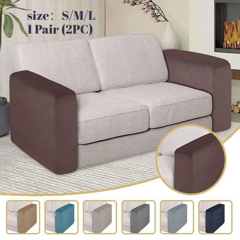 1 par de fundas para reposabrazos de sofá de terciopelo elástico de Color sólido, Protector de brazo de sofá lavable resistente a arañazos y