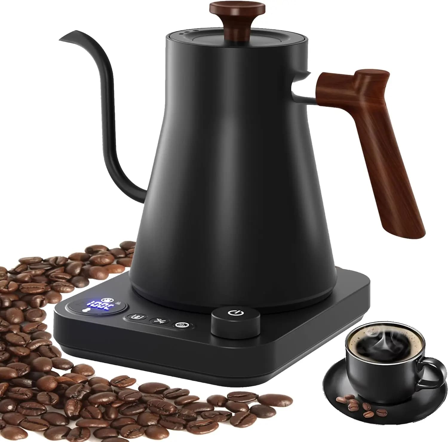 Tetera eléctrica con cuello de cisne, cafetera manual de 900ML, tetera inteligente con Control de temperatura, hervidor de calentamiento rápido de