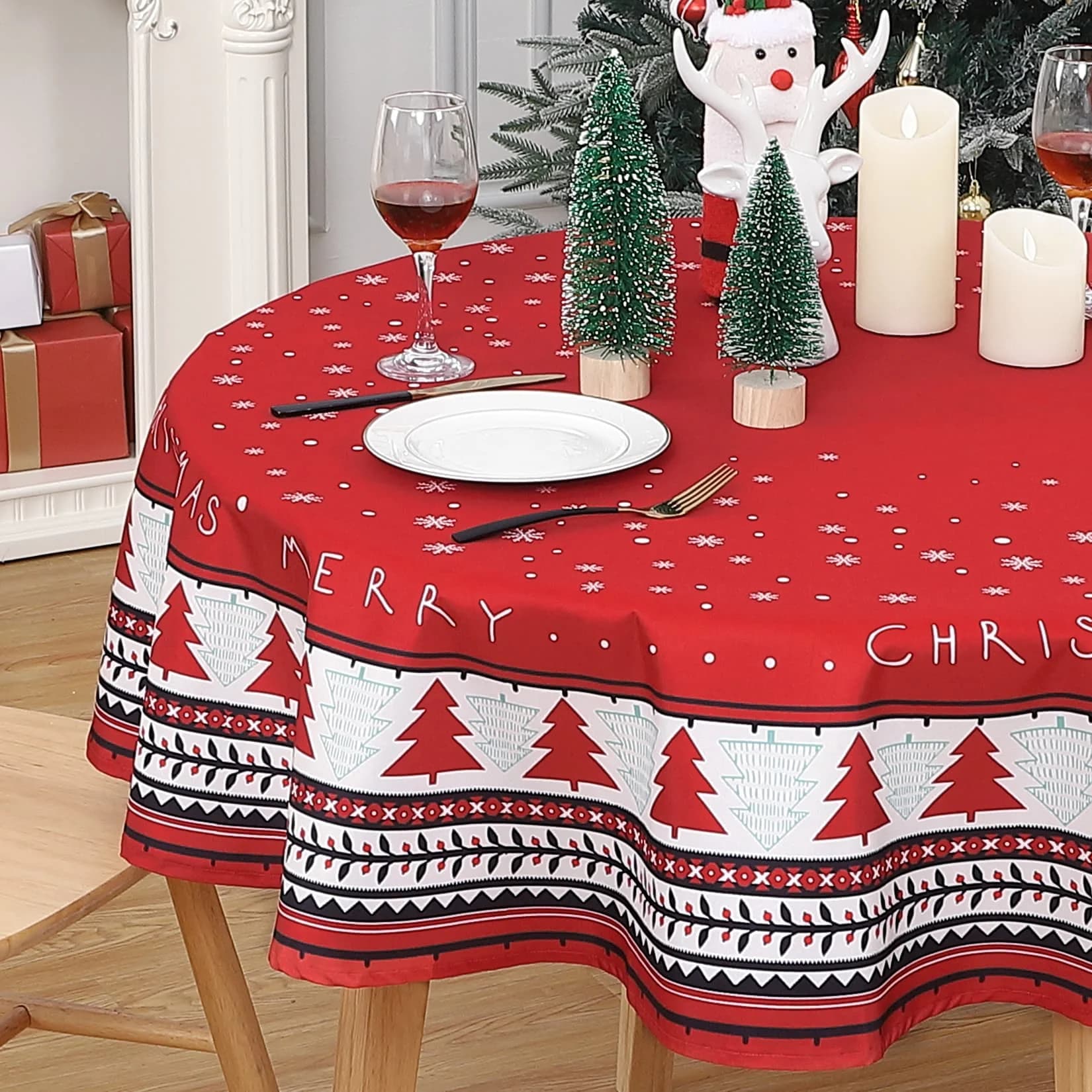 Mantel de árbol de Navidad, adornos navideños para el hogar, cubierta de mesa de Navidad, decoración para fiesta de Navidad, 2025