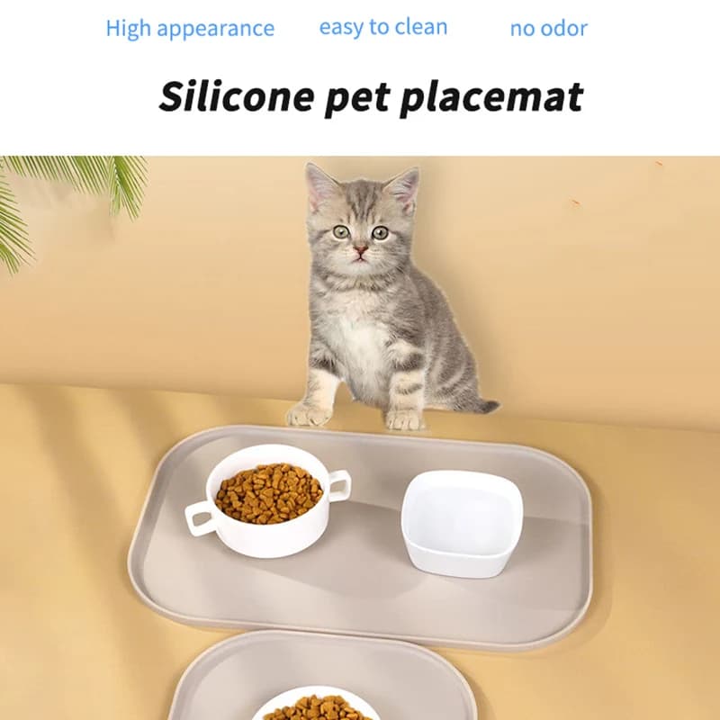 Alfombrillas para comida de mascotas disponibles en 3 colores, hechas de silicona, suaves y fáciles de limpiar, alfombrillas para alimentar gatos,