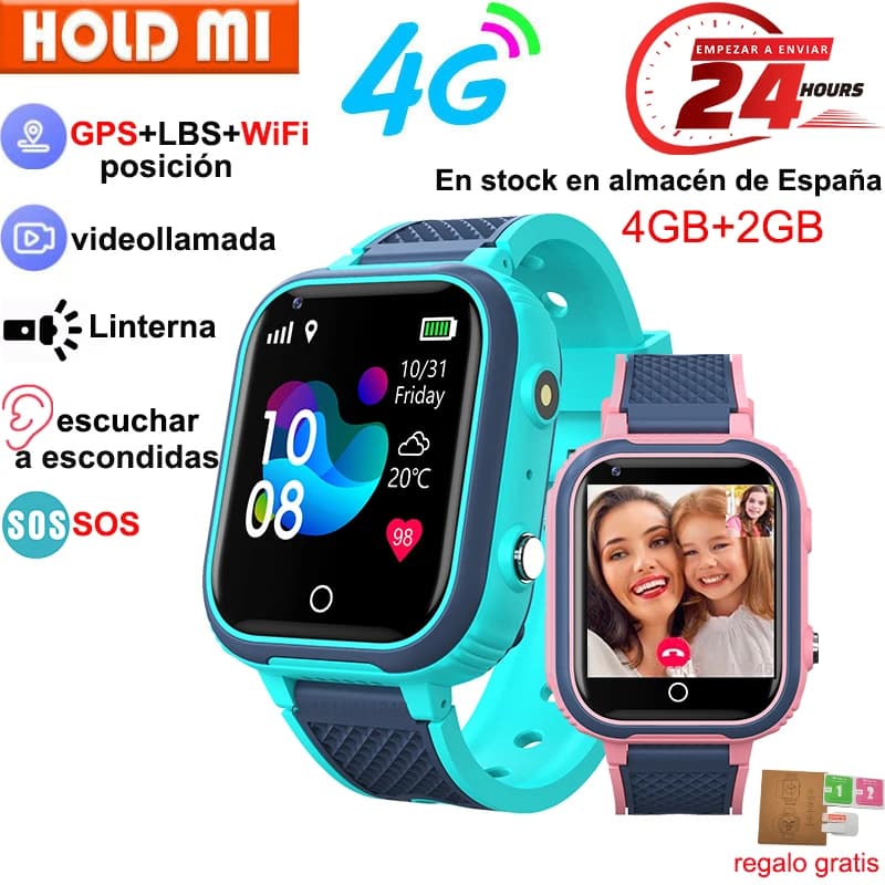 Reloj inteligente LT21 para niños, 4G, GPS, WIFI, llamada de vídeo, SOS, IP67, resistente al agua, Monitor de cámara, ubicación, reloj de