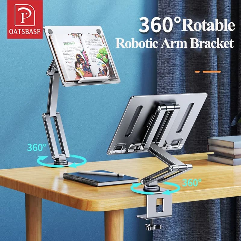 Oatsbasf-soporte para ordenador portátil, abrazadera para tableta, soporte para libro, cama de escritorio, soporte perezoso 360 ° Alta giratoria