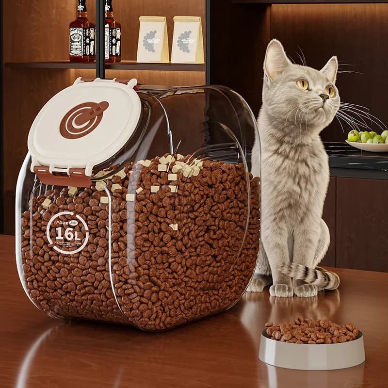 Contenedor de Almacenamiento de Alimentos para Mascotas de Gran Capacidad, Cubo para Comida de Perros y Gatos, Sellado, Resistente a la Humedad e