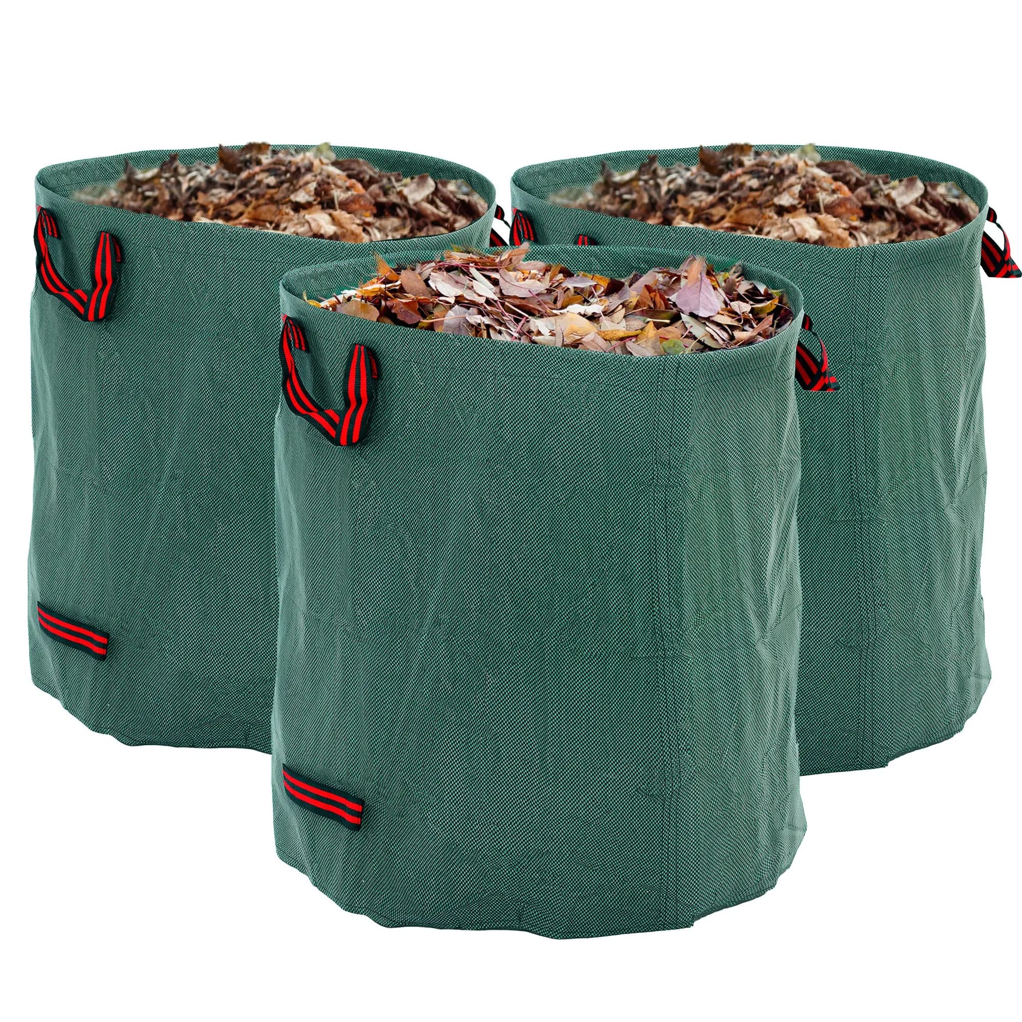 Paquete de 3 Bolsas para Residuos de Jardín de 272L con Asas Reforzadas, Borde Flexible, Plegables y Reutilizables para Limpieza de Jardín